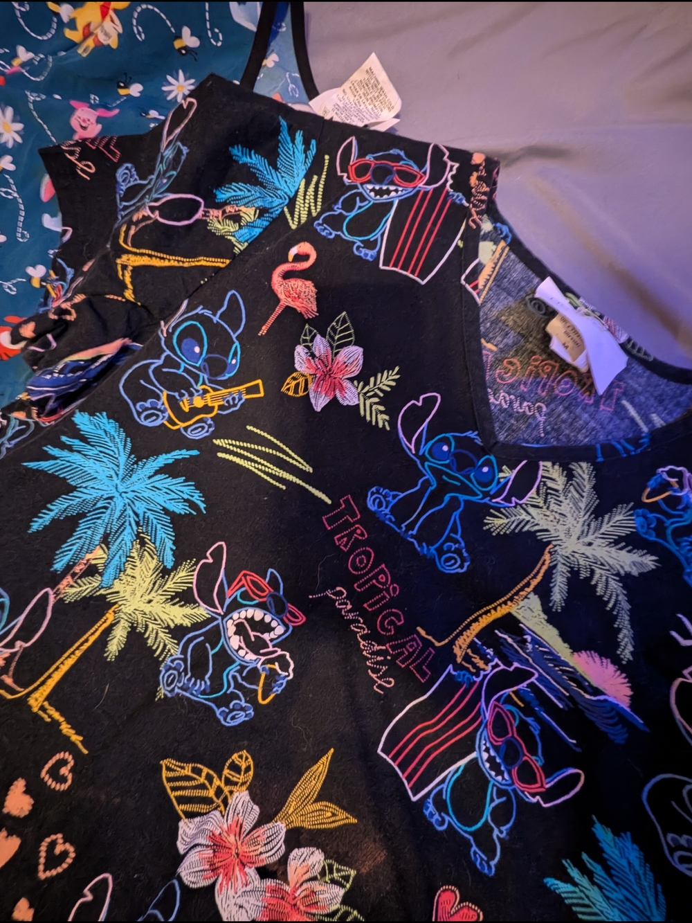 Colorful Halloween, Winnie The Pooh, And Stitch Scrub Tops - 3 Pack - Picture 4 of 7